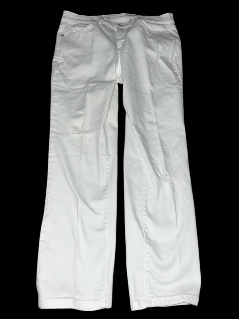 NWOT Studio by Denim & Co. White Distressed Straight Leg Jeans - Size 10